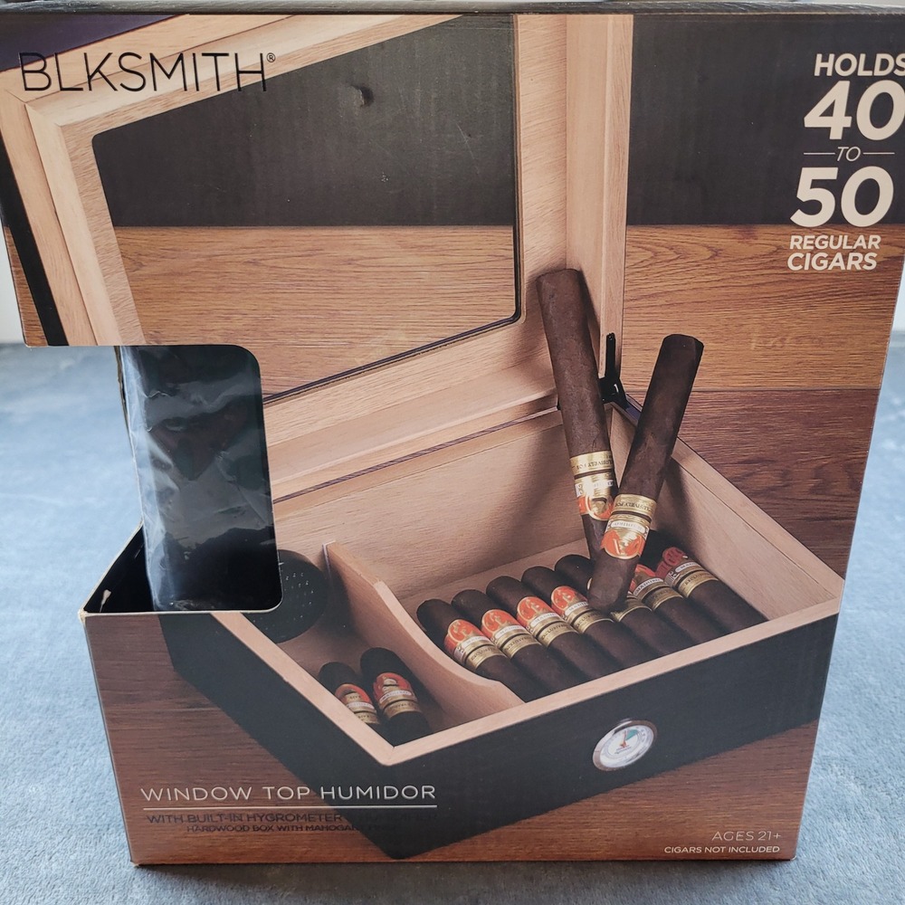 BLKSMITH Window Top Humidor Mahogany Finish Hardwood Cigar Box XC0011-BRA